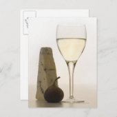 Stillleben von Wein, Käse und Feige Postkarte (Vorne/Hinten)