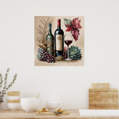 Stillleben: Wein 1 Poster (Küche)