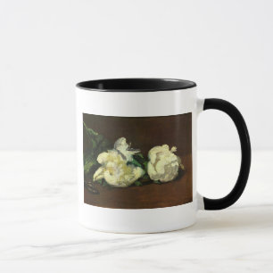 Stillleben-weiße Pfingstrose durch Manet Tasse