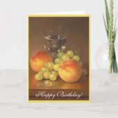 Stillleben, Wineglass, zwei Pfirsiche, glücklicher Karte (Vorderseite)