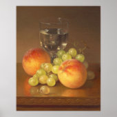 Stillleben, Wineglass, zwei Pfirsiche, Obst und We Poster (Vorne)