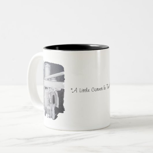 Stillleben zeichnend Gartengeräte für Gärtner Zweifarbige Tasse (Vorderseite Links)