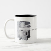 Stillleben zeichnend Gartengeräte für Gärtner Zweifarbige Tasse (Links)