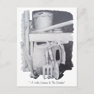 Stillleben zeichnend Gartenwerkzeuge für Gärtner Postkarte