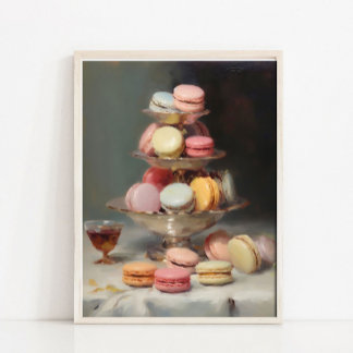 Stilllebenmalerei französischer Macarons, Dessert- Poster