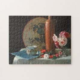 Stilllebenmalerei mit Ventilator und Rose Puzzle