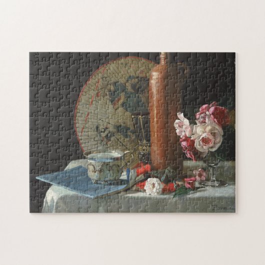 Stilllebenmalerei mit Ventilator und Rose Puzzle (Horizontal)