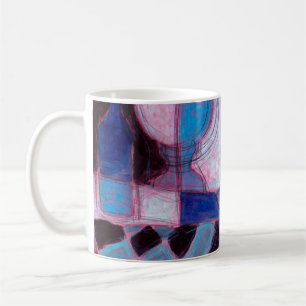 Stilllebenmalerei/zeichn von stilisierten Flaschen Kaffeetasse