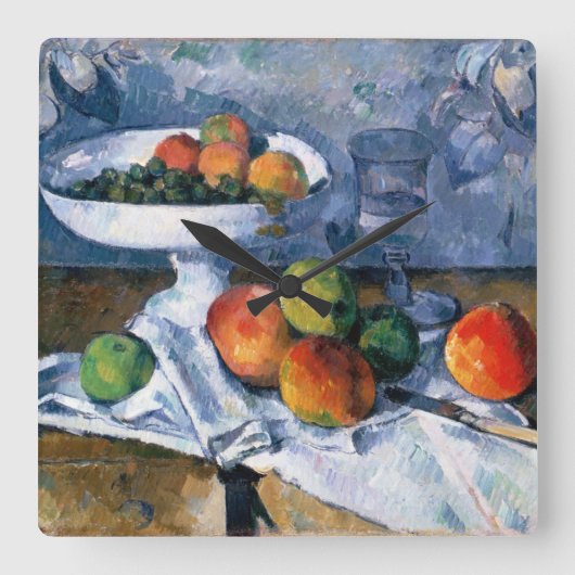 Stilllife with Fruit Dish Quadratische Wanduhr (Vorderseite)