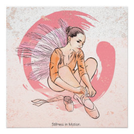 Stillness in Motion – Minimalist Ballerina & Enso Poster