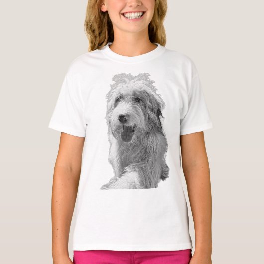 Stillness in Motion – Monochrome Dog Portrait T-Shirt (Vorderseite)