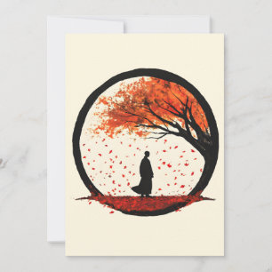 Stillness Zen Circle Herbst Fallende Blätter Feiertagskarte