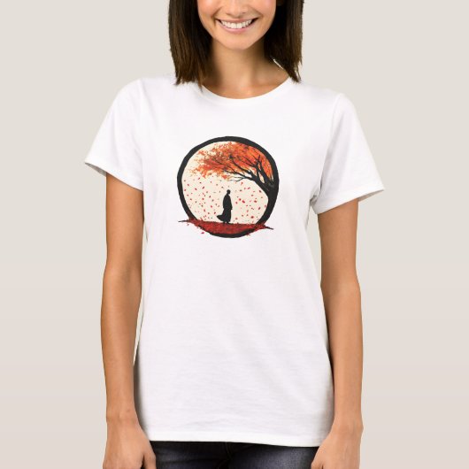 Stillness Zen Circle Herbst Fallende Blätter T-Shirt (Vorderseite)