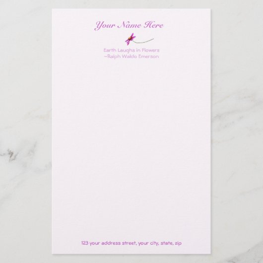 Stillstand Blume: 5,5 x 8,5 Briefpapier (Vorderseite)