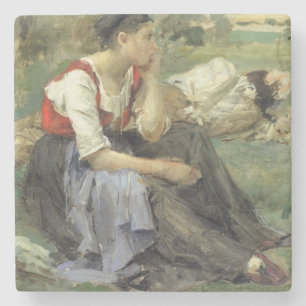 Stillstehende Bauern, 1877 Steinuntersetzer