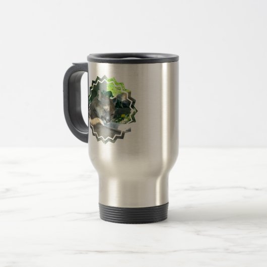 Stillstehende Cougar-rostfreie Reise-Tasse Reisebecher (Vorderseite Links)