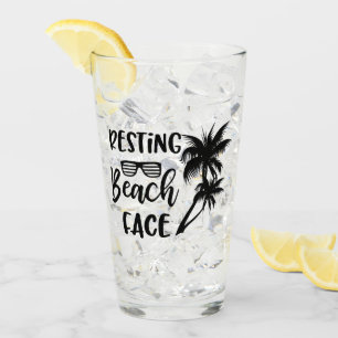 Stillstehende Strandgesichtswörter Glas