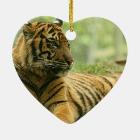 Stillstehende Tiger-Verzierung Keramikornament (Vorne)