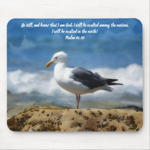 Stillstehender Seevogel Bibelvers Glaube Mousepad