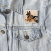 Stillstehendes Schäferhund-Hundequadrat-Button Button (Beispiel)