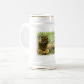 Stillstehendes Tiger-Bier Stein Bierglas (Vorderseite Links)