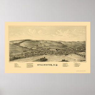 Stillwater, NY panoramische Karte - 1889 Poster