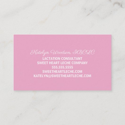 Stillzeit Berater Stillen Experte Pink Visitenkarte (Rückseite)