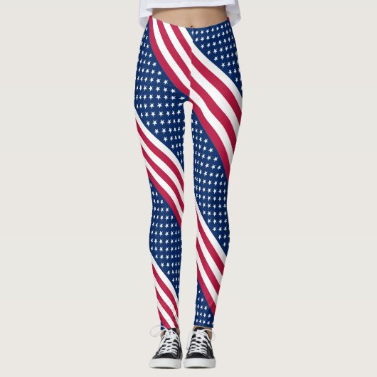 Stilmuster der amerikanischen Flagge Leggings (Vorderseite)