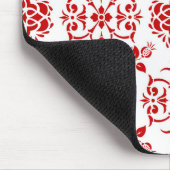 Stilmuster für rote und weiße, florale Damaskus Mousepad (Ecke)