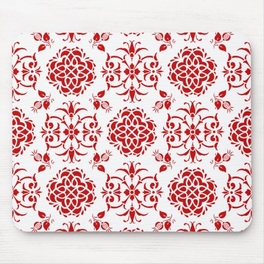 Stilmuster für rote und weiße, florale Damaskus Mousepad (Vorne)