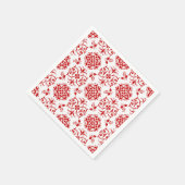 Stilmuster für rote und weiße, florale Damaskus Serviette (Ecke)