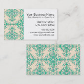 Stilmuster Minzgrün und aus weißem Damast Visitenkarte (Vorne/Hinten)