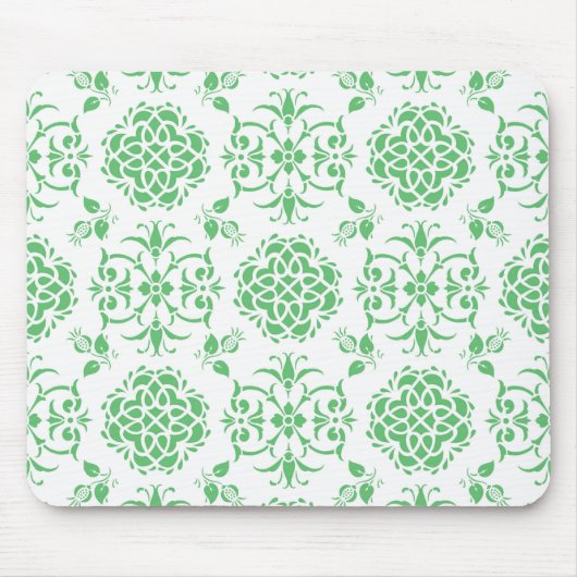 Stilmuster Minzgrün und Weiß-Blumenmatte Mousepad (Vorne)
