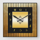 Stilquadratische Uhr im Gold- und Schwarz-Deko-Sti (Vorderseite)