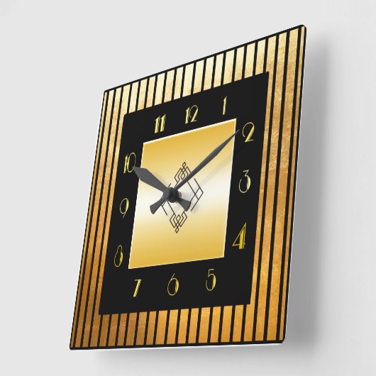 Stilquadratische Uhr im Gold- und Schwarz-Deko-Sti (Winkel)