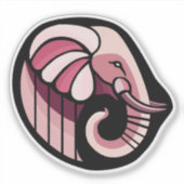 Stilrosa Elefant Aufkleber (Vorderseite)