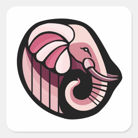 Stilrosa Elefant Quadratischer Aufkleber (Vorderseite)