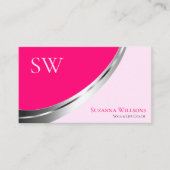 Stilrosa mit Silver Decoder und Monogram modern Visitenkarte (Vorderseite)