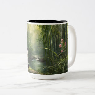 Stilschlampe - Charmantes Panda im Bambuswald Zweifarbige Tasse