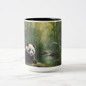 Stilschlampe - Charmantes Panda im Bambuswald Zweifarbige Tasse (Mittel)