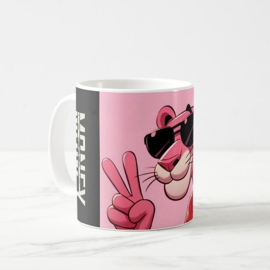 "Stilschlupf mit dem rosa Panther" Kaffeetasse (Vorderseite Links)