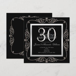 Stilschmuck Perlenumrandet 30. Hochzeitstag Einladung