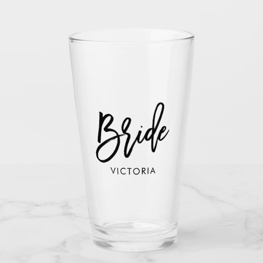 Stilschrift "Bride" Personalisiert Glas (Vorderseite)