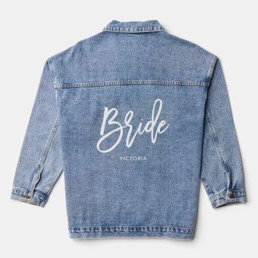 Stilschrift "Bride" Personalisiert Jeansjacke (Rückseite)