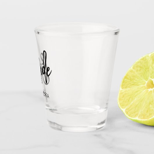 Stilschrift "Bride" Personalisiert Schnapsglas (Rechts)