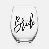 Stilschrift "Bride" Personalisiert Weinglas Ohne Stiel (Vorderseite)
