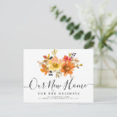 Stilschrift floral Neue Zuhause Postkarte (Stehend Vorderseite)