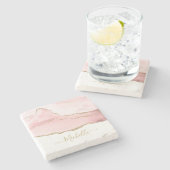 Stilschrift Gold und Spitzschwanz Steinuntersetzer (Seitenansicht)