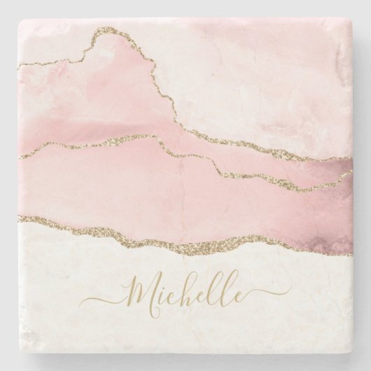 Stilschrift Gold und Spitzschwanz Steinuntersetzer (Vorderseite)