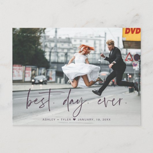 Stilschrift | Hochzeitsszenario Foto Vielen Dank Postkarte (Vorderseite)